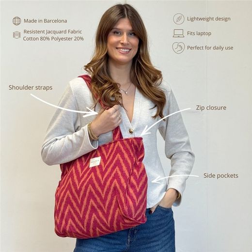 Bolsa Mediana con Cremallera y Bolsillos Laterales De La Mur FUEGO