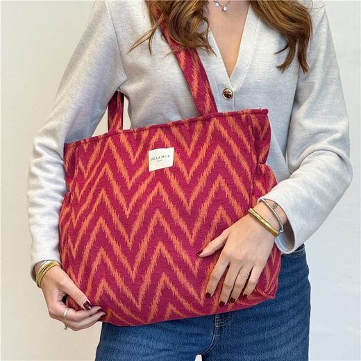 Bolsa Mediana con Cremallera y Bolsillos Laterales De La Mur FUEGO