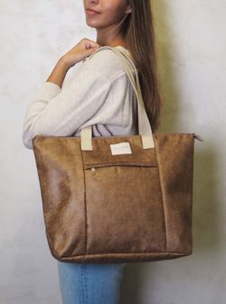 "Shopper"-Tasche mit Camel-Reißverschluss