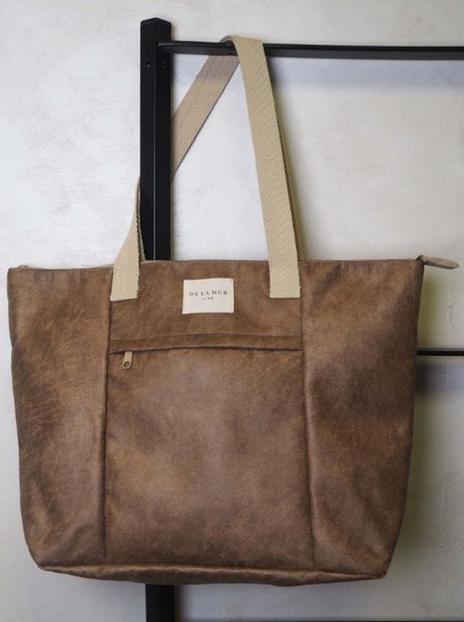 "Shopper"-Tasche mit Camel-Reißverschluss
