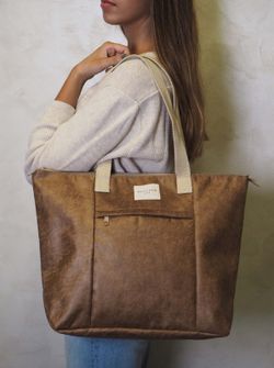 "Shopper"-Tasche mit Camel-Reißverschluss