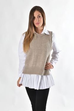 Chaleco de punto cuello redondo