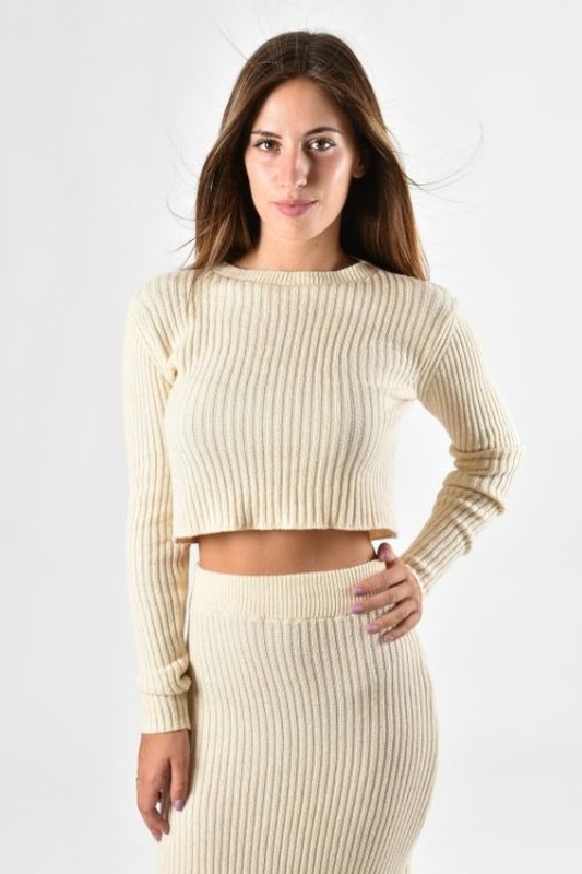 Knitted outfit, skirt and short sweater — Azulik Playa