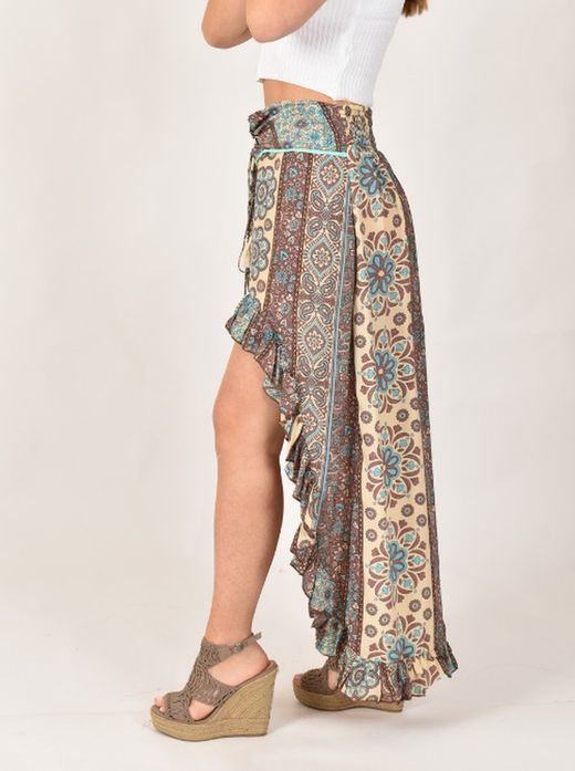 Falda Boho Asimétrica de seda
