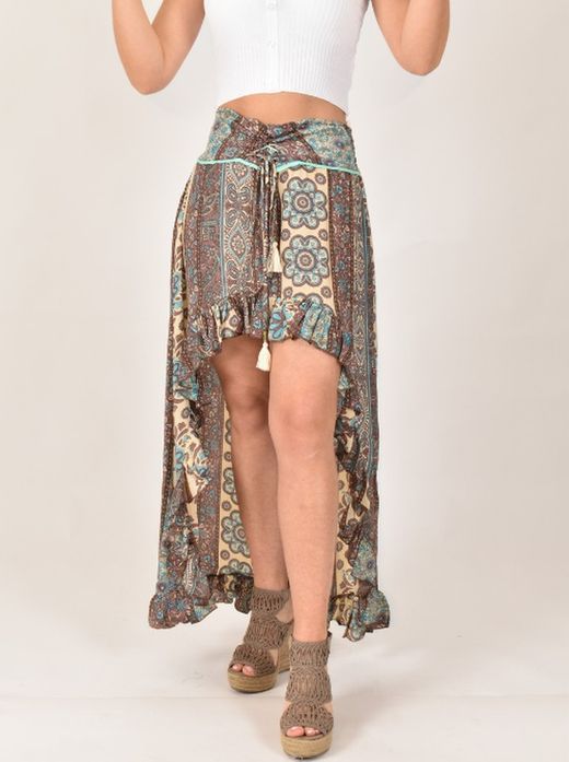 Falda Boho Asimétrica de seda
