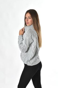 Jersey de mujer trenzado cuello alto