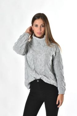 Jersey de mujer trenzado cuello alto