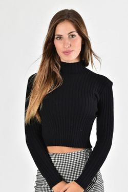 Pull court noir femme