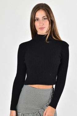 Pull court noir femme