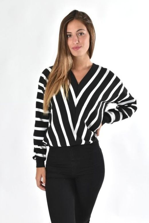 Jersey de rayas blanco y negro