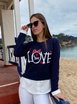 Sudadera con efecto camisa "Love"