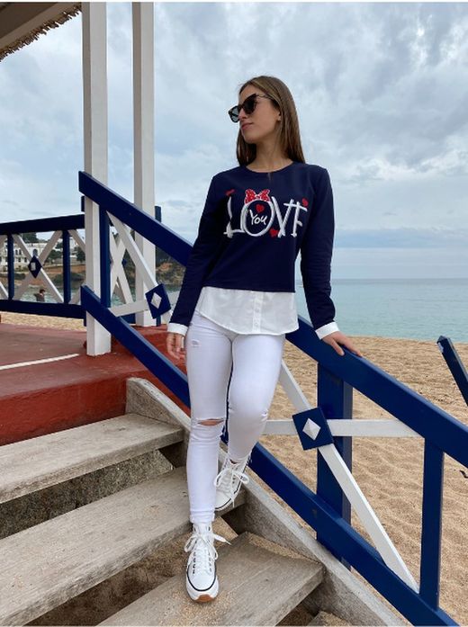 Sudadera con efecto camisa "Love"