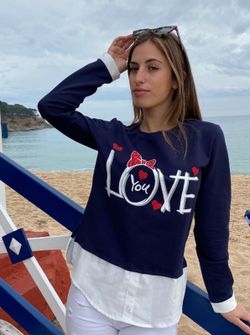Sudadera con efecto camisa "Love"