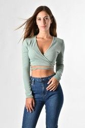 Offenes Crop-Top mit langen Ärmeln
